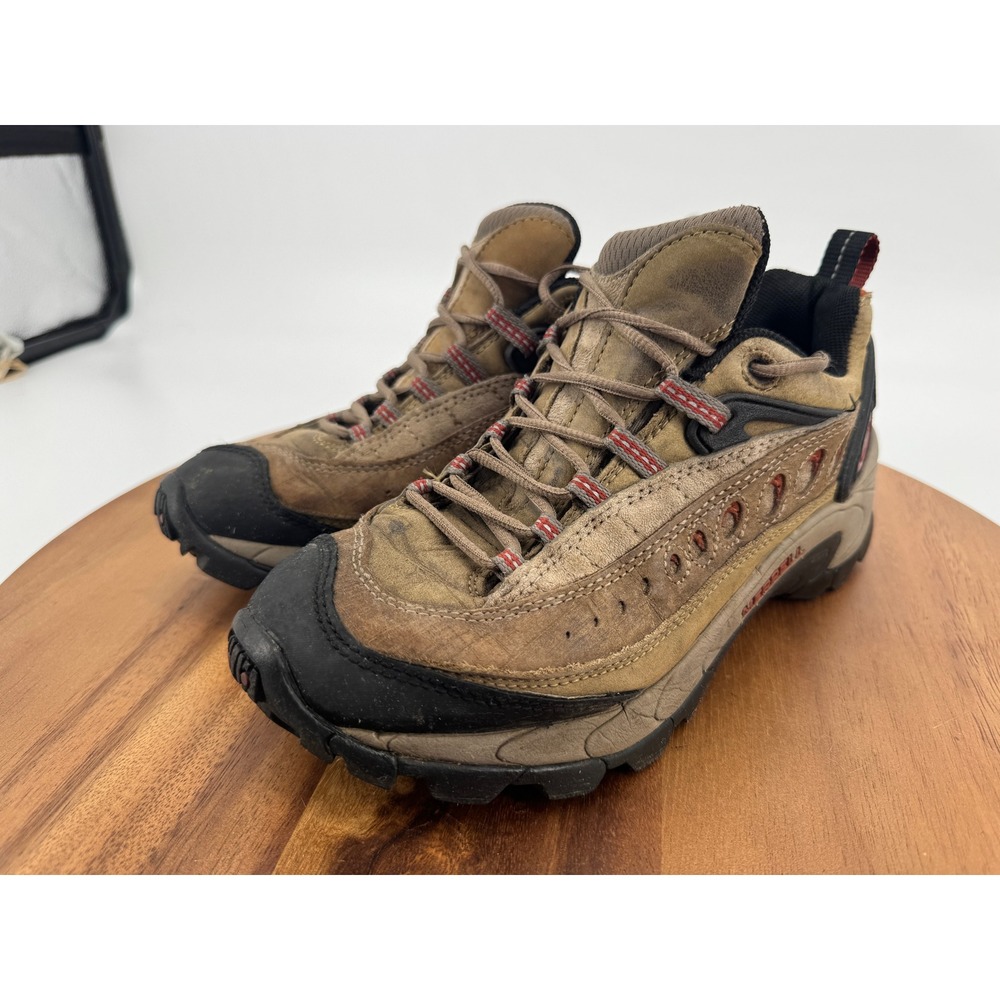Merrell Pulse Hiking Shoes Womens 8 Coffee Brick Leather Low Top Trail Sneakers